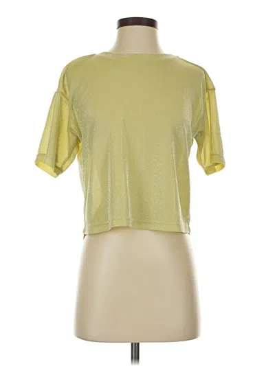 Pre-owned By Anthropologie Short Sleeve Top Green Crew Neck Tops