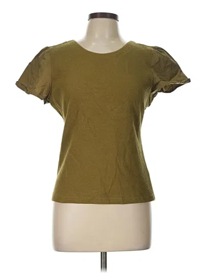 Pre-owned By Anthropologie Short Sleeve Top Green Sweetheart Neckline Tops
