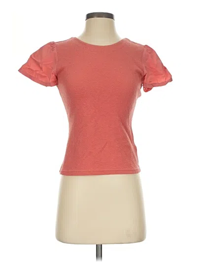Pre-owned By Anthropologie Short Sleeve Top Orange Crew Neck Tops