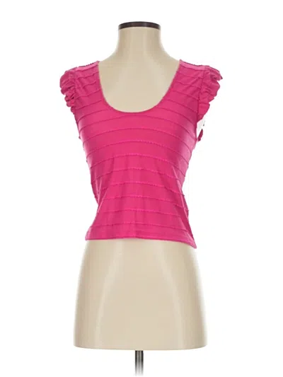 Pre-owned By Anthropologie Short Sleeve Top Pink Sweetheart Neckline Tops