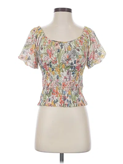 Pre-owned By Anthropologie Short Sleeve Top White Sweetheart Neckline Tops