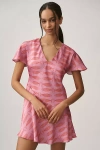 By Anthropologie Short-sleeve V-neck Mini Dress In Multicolor