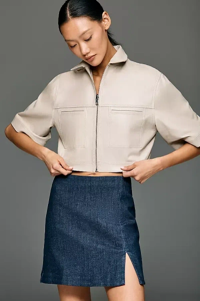 By Anthropologie Side-slit Denim Mini Skirt In Pink