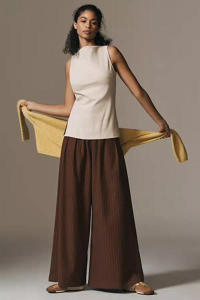 By Anthropologie Side-slit Tunic Top In Beige