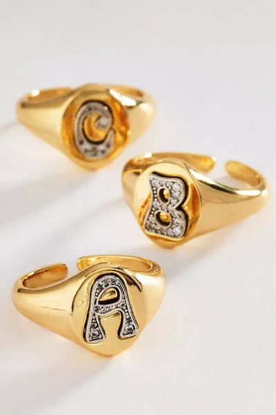 By Anthropologie Signet Monogram Ring In Alphabet