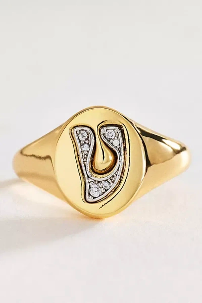 By Anthropologie Signet Monogram Ring In Alphabet