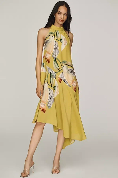 By Anthropologie Silk Halter Midi Dress In Multi