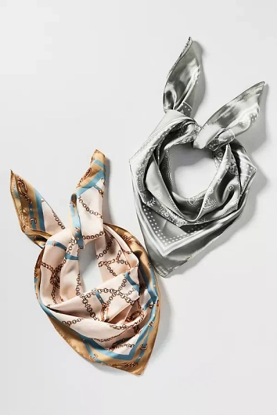 By Anthropologie Silken Bandana Headscarves, Set Of 2 In Green