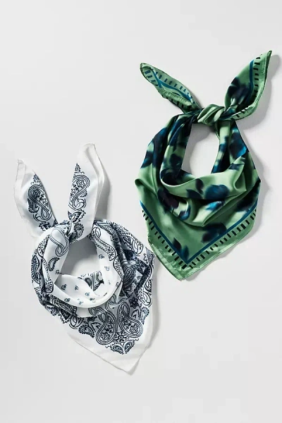 By Anthropologie Silken Bandana Headscarves, Set Of 2 In White