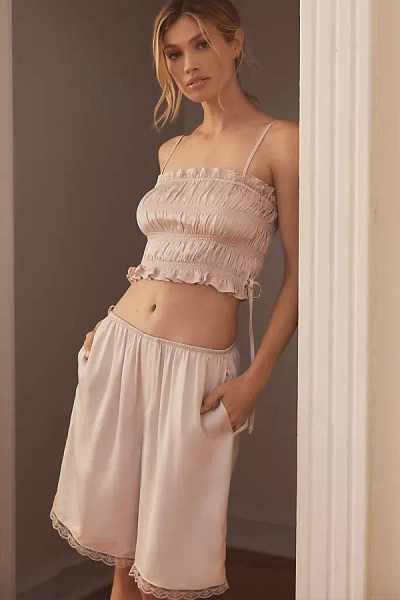 By Anthropologie Silky Bermuda Pyjama Shorts In Beige