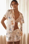 By Anthropologie Silky Patterned Pajama Shorts In White
