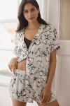 By Anthropologie Silky Patterned Pajama Top In Blue