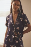 By Anthropologie Silky Patterned Pajama Top In Blue