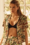 By Anthropologie Silky Patterned Pajama Top In Green