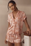 By Anthropologie Silky Patterned Pajama Top In Orange