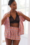 By Anthropologie Silky Patterned Pajama Top In Pink