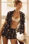 By Anthropologie Silky Patterned Pyjama Shorts In Black