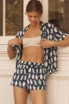 By Anthropologie Silky Patterned Pyjama Shorts In Blue