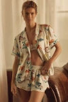 By Anthropologie Silky Patterned Pyjama Top In Green