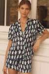 By Anthropologie Silky Patterned Pyjama Top In Multi