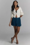 By Anthropologie Silky Plissé Shorts In Blue