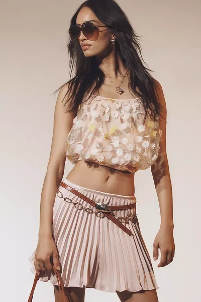 By Anthropologie Silky Plissé Shorts In Pink