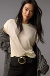 By Anthropologie Silky Shimmer Tee In White