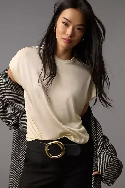 By Anthropologie Silky Shimmer Tee In White