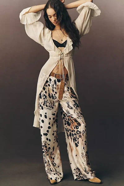 By Anthropologie Silky Trouser Pants In Neutral