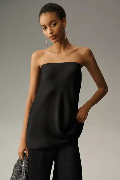 By Anthropologie Silky Tube-top Blouse In Black