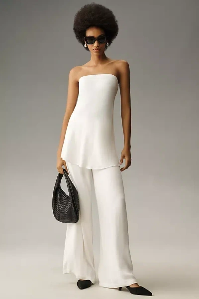 By Anthropologie Silky Tube-top Blouse In White