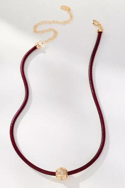 By Anthropologie Single Bead Cord Necklace In Burgundy