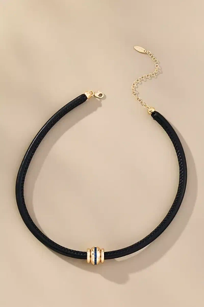 By Anthropologie Single Bead Fabric Cord Necklace In Black