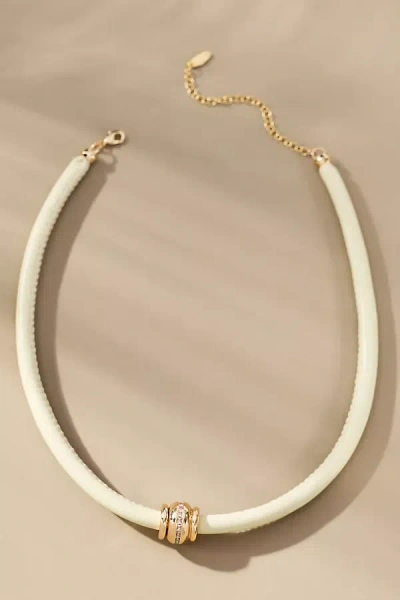 By Anthropologie Single Bead Fabric Cord Necklace In Sand