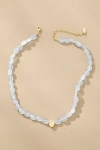 By Anthropologie Single Crystal Beaded Stone Necklace In White