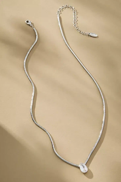 By Anthropologie Single Crystal Pendant Necklace In Silver