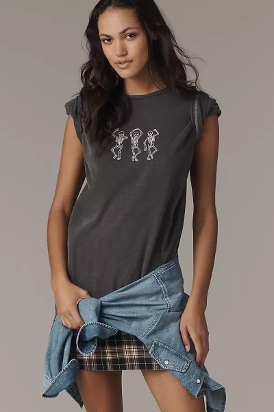 By Anthropologie Skeleton Boyfriend Tee In Gray