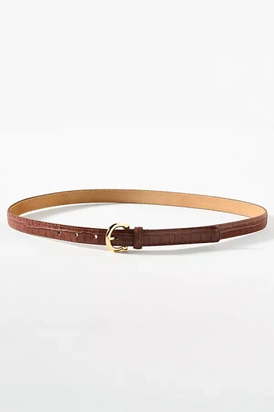 By Anthropologie Skinny Croc Embossed Belt In Green