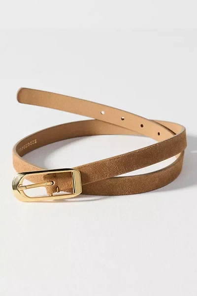 By Anthropologie Skinny Rectangle Buckle Belt In Brown