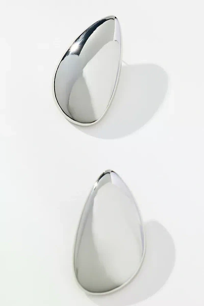 By Anthropologie Sleek Shaped Oval Earrings In Silver
