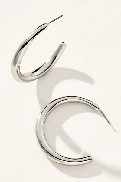 By Anthropologie Sleek Thin Hoop Earrings In Silver