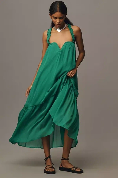 By Anthropologie Sleeveless Chiffon Midi Dress In Green