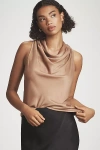 By Anthropologie Sleeveless Cowl-neck Blouse In Sand