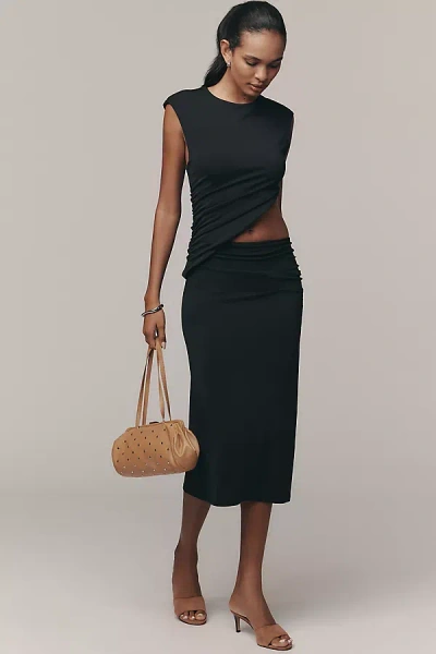 By Anthropologie Sleeveless Cutout Knit Midi Dress In Black