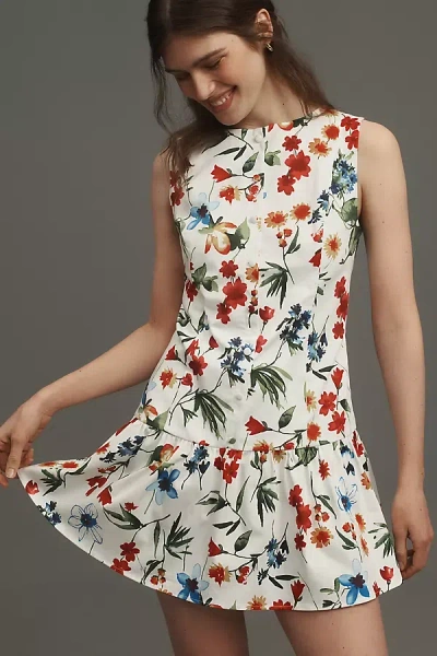 By Anthropologie Sleeveless Drop-waist Mini Dress In Multicolor