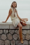 By Anthropologie Sleeveless Embellished Romper In Yellow