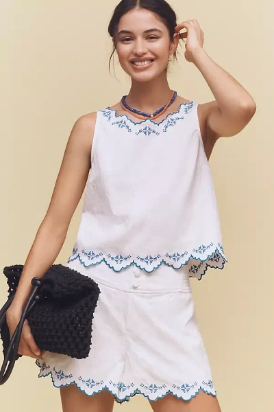 By Anthropologie Sleeveless Embroidered Blouse