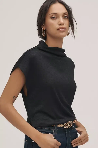 By Anthropologie Sleeveless Funnel-neck Top In Black