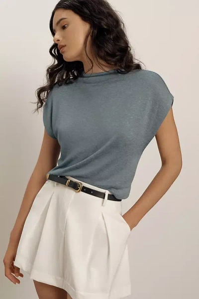 By Anthropologie Sleeveless Funnel-neck Top In Blue