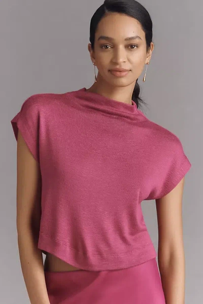 By Anthropologie Sleeveless Funnel-neck Top In Pink